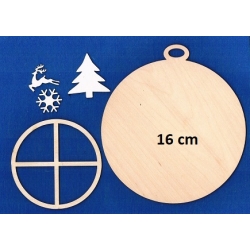 SKLEJKA #3mm Bombka 16cm z oknem fi 10cm + z beermaty renifer, choinka, śnieżynka, ZESTAW / 7878
